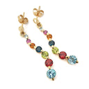 Curvaceous Rainbow Multistone Yellow Gold Earrings
