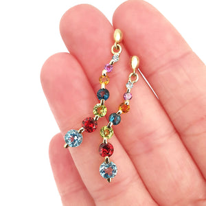 Curvaceous Rainbow Multistone Yellow Gold Earrings