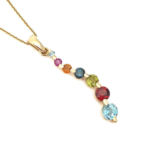  Curvaceous Rainbow Multistone Yellow Gold Pendant