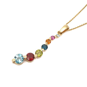  Curvaceous Rainbow Multistone Yellow Gold Pendant