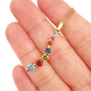  Curvaceous Rainbow Multistone Yellow Gold Pendant