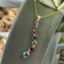 Curvaceous Rainbow Multistone Yellow Gold Pendant