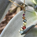 Curvaceous Rainbow Multistone Yellow Gold Pendant