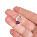 Curvaceous Round Amethyst White Gold Pendant and Chain