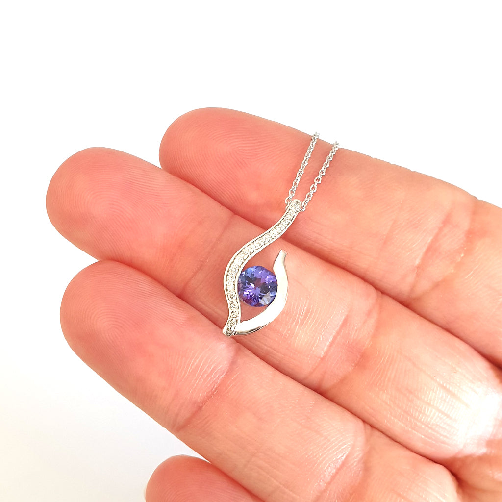 Curvaceous Tanzanite and Diamond Pendant