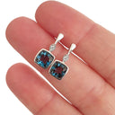 Blue Topaz Earrings with Diamond accent