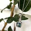 Cushion Bezel Set London Blue Topaz Pendant with Diamond accent