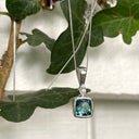 Cushion Bezel Set London Blue Topaz Pendant with Diamond accent