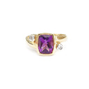 Cushion Cut Amethyst Ring with Diamond Accents