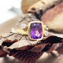 Cushion Cut Amethyst Ring with Diamond Accents