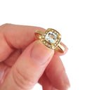   Cushion Cut Aquamarine, Diamond and Gold Ring