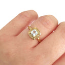   Cushion Cut Aquamarine, Diamond and Gold Ring