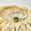 Cushion Cut Bezel Set Peridot Ring