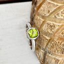 Cushion Cut Bezel Set Peridot Ring