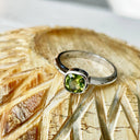 Cushion Cut Bezel Set Peridot Ring