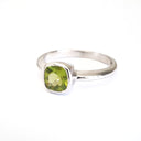  Cushion Cut Bezel Set Peridot Ring