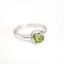  Cushion Cut Bezel Set Peridot Ring