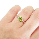  Cushion Cut Bezel Set Peridot Ring