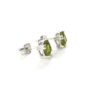 Cushion Cut Double Claw Peridot Studs
