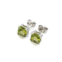 Cushion Cut Double Claw Peridot Studs