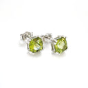 Cushion Cut Double Claw Peridot Studs