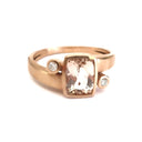 Cushion Cut Morganite Rose Gold Ring with Diamond Accents