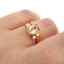 Cushion Cut Morganite Rose Gold Ring with Diamond Accents