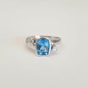 Cushion Cut Blue Topaz Ring with Diamond Accents