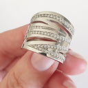 Diamond and White Gold Zebra Patterned Ring