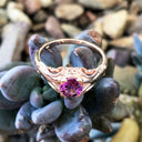 Decorative Filigree and Milgrain Grape Garnet Rose Gold Ring