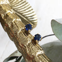 Deep Blue Sapphire 14ct Yellow Gold Studs