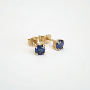 Deep Blue Sapphire 14ct Yellow Gold Studs