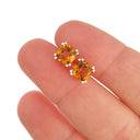 Deep Orange Citrine Double Claw Cushion Cut Studs