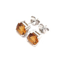 Deep Orange Citrine Double Claw Cushion Cut Studs