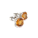 Deep Orange Citrine Double Claw Cushion Cut Studs