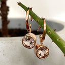 Deep Rose Gold Bezel Set Morganite Hooped Earrings