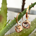 Deep Rose Gold Bezel Set Morganite Hooped Earrings