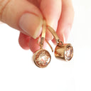 Deep Rose Gold Bezel Set Morganite Hooped Earrings