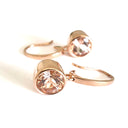 Deep Rose Gold Bezel Set Morganite Hooped Earrings