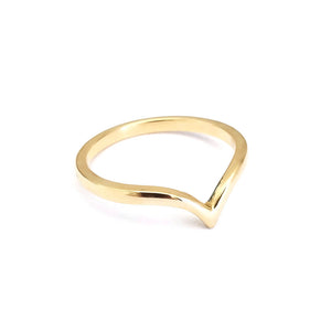 Deep V Yellow Gold Band Ring