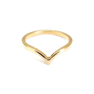 Deep V Yellow Gold Band Ring