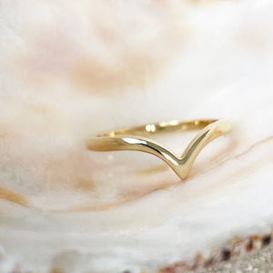 Deep V Yellow Gold Band Ring