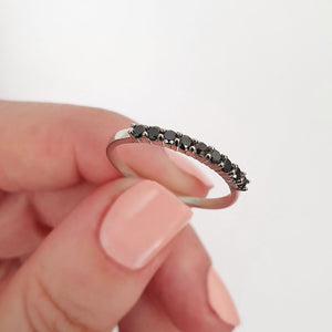Delicate Black Diamond Stacking Ring