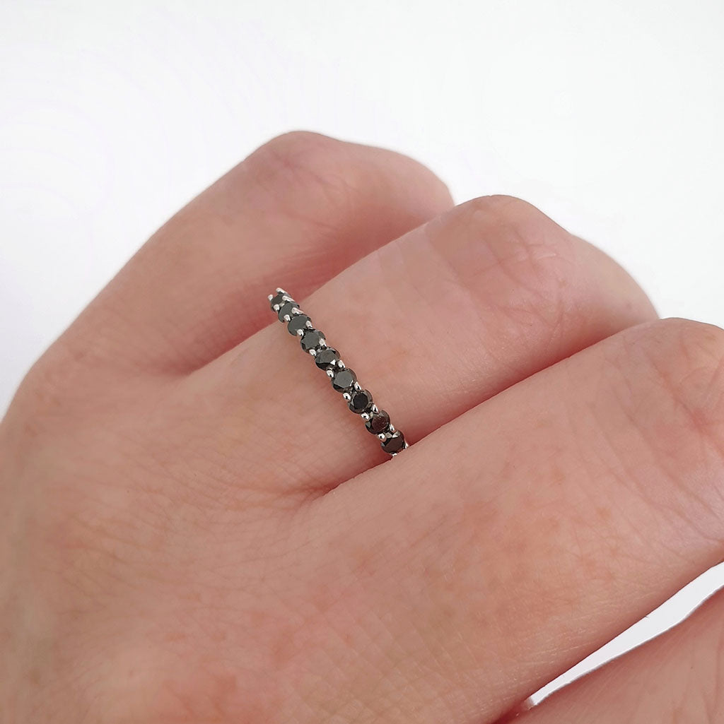 Delicate Black Diamond Stacking Ring