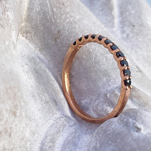 Delicate Eternity Styled Black Diamond and Rose Gold Ring