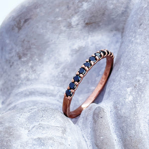 Delicate Eternity Styled Black Diamond and Rose Gold Ring