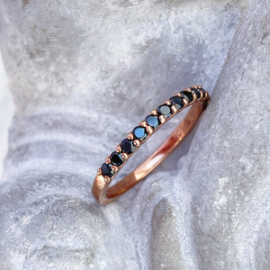 Delicate Eternity Styled Black Diamond and Rose Gold Ring