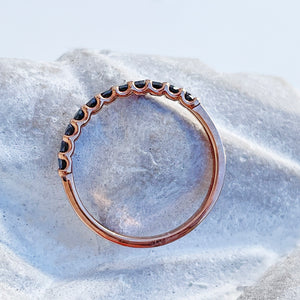Delicate Eternity Styled Black Diamond and Rose Gold Ring