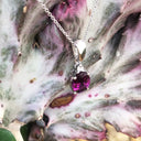 Delicate Four Claw Oval Grape Garnet and Diamond Pendant