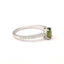 Petite Oval Green Tourmaline and Diamond White Gold Ring